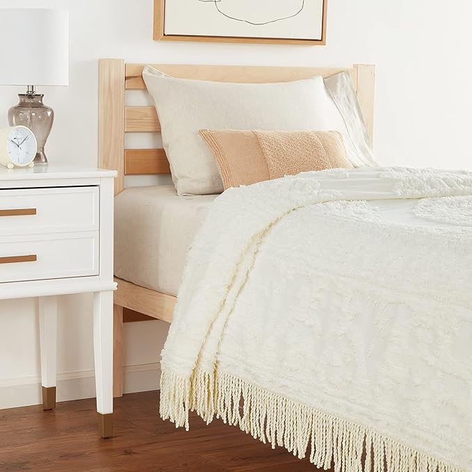 Beatrice Home Fashions Medallion Chenille Bedspread, Twin, Ivory
