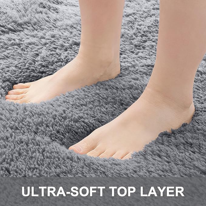 OLANLY 2x4 Machine Washable Runner Rugs for Hallway, Soft Fluffy Shaggy Bedside Rugs for Bedroom, Living Room, Indoor Floor Carpet for Kids Girls Boys, Nursery Rooms, Home Decor Aesthetic, Light Grey