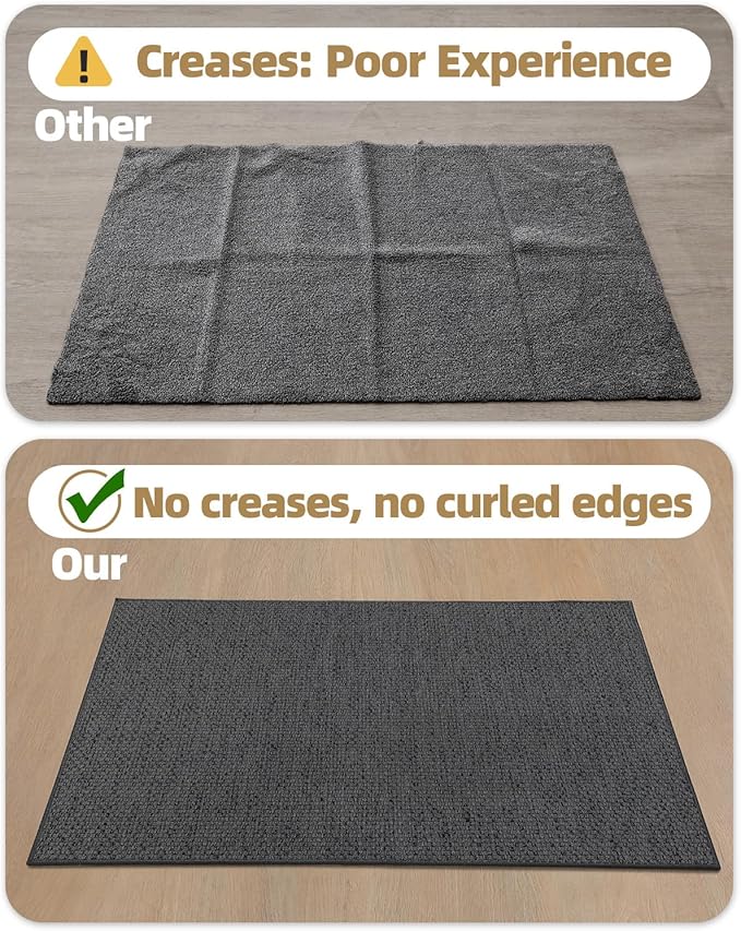 Color&Geometry Ultra-Thin Indoor Door Mat, 27"x59" Low-Profile Non-Slip Entryway Rug with Modern Geometric Texture, Washable Doormat for Entrance, Front Doors, Grey (Rolled-up NO Creases)
