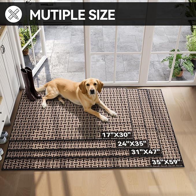 Door Mat 24x72 Dirt Resistant and Absorbent, Non-Slip Rubber Backing Floor Mats, Easy Clean Low-Profile Doormat for Entryway, Front Door, Inside Entrance Black
