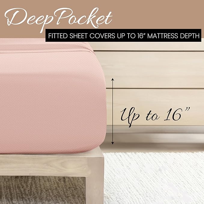 Linen Market 4 Piece California King Bedding Sheet Set (Pink Hearts) - Sleep Better Than Ever with These Ultra-Soft Cooling Bed Sheets for Your California King Size Bed - Deep Pocket Fits 16" Mattress