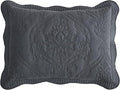 CHIXIN Microfiber Standard Pillow Shams Set of 2 - Quilted Decorative Pillow Covers - Dark Grey - Size (20" x 26")