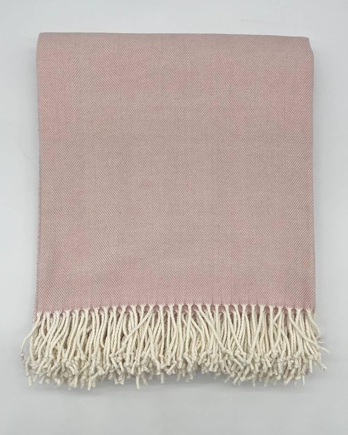 Alashan Cotton Acrylic Adirondack Herringbone Woven Throw - Throw Blanket - Soft Rose Cashmere Touch