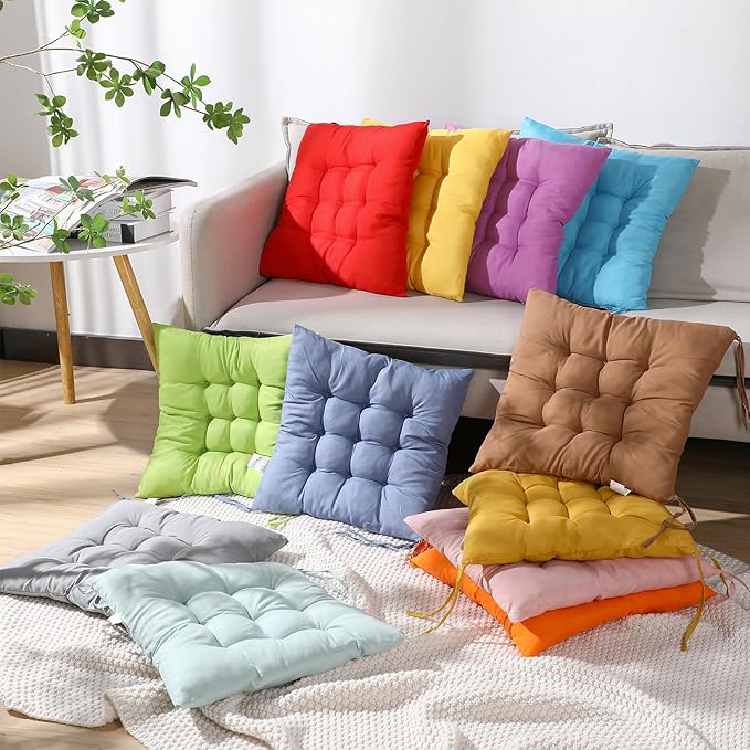 Geetery 24 Pcs Floor Pillows for Classroom Bulk Square Seating Cushions for Floor Chair School Kindergarten Reading Corner, 15.7'' Large Thick Meditation Cushions Yoga Nursery Daycare (Bright Color)