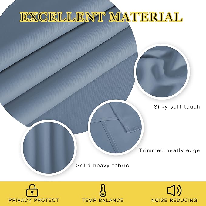 NICETOWN Stone Blue Blackout Bedroom Curtain 78 inch Length - Grommet Privacy Window Treatment Light Blocking Sound Reducing Thermal Drape for Living Room (1 Panel, W52 x L78)