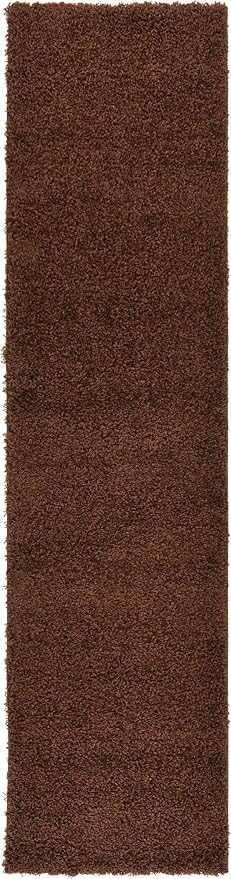 Unique Loom Solid Shag Collection Area Rug (2' 7" x 10' Runner, Chocolate Brown)