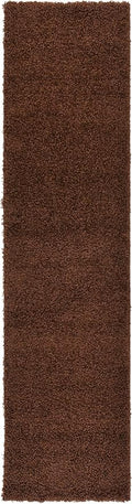 Unique Loom Solid Shag Collection Area Rug (2' 7" x 10' Runner, Chocolate Brown)