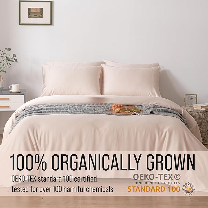 Bella Coterie 6 Piece Luxury Bamboo Viscose Split Top King Size Sheet Set | 34" Split for Adjustable Beds | 100% Organically Grown| Cooling | 18” Deep Pocket | 4 Pillowcases [Champagne]