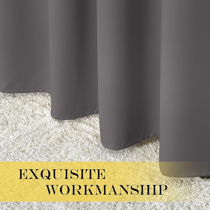NICETOWN Blackout Doorway Curtain 80 inch Length - Grommet Room Darkening Thermal Insulated Soundproof Window Treatments for Bedroom/Closet (1 Panel, 46 x 80 Inch, Grey)