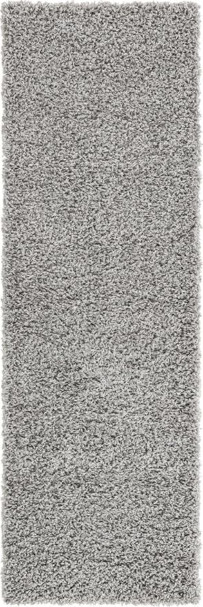 Unique Loom Solid Shag Collection Area Rug (2' x 6' 5" Runner, Cloud Gray)