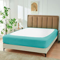 Biscaynebay Decorative Box Spring Cover Full & Full XL Size, Aqua Luxurious Jersey Knitting Stretchy Wrap Around 4 Sides Bed Skirt for Home/Hotels, Easy Fit Wrinkle & Fade Free Machine Washable