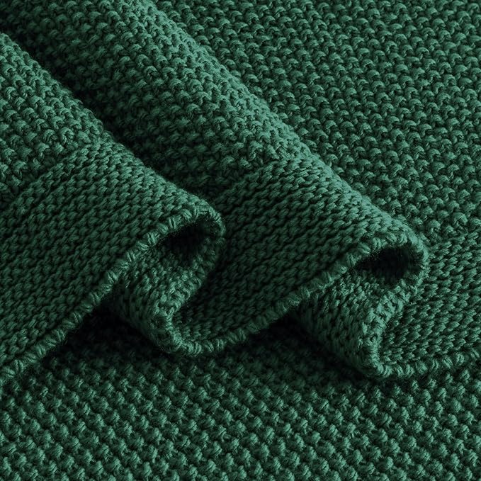 CozeCube Christmas Green Throw Blanket for Couch, Soft Cozy Cable Knit Throw for Bed Sofa Living Room, Lightweight Warm Decorative Farmhouse Christmas Blanket, 60"x80", Emerald Green