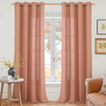 YoungsTex Terracotta Linen Curtains 108 Inch Length for Living Room, Light Filtering Semi Sheer Window Drapes with Bronze Grommet Privacy for Bedroom Farmhouse Decorative, 52 x 108 Inch, 2 Panels