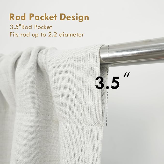 DriftAway Double Layer Linen Blackout Tie Up Curtains Thermal Insulated Fully Lined Balloon Roman Shade Bathroom Window Adjustable Rod Pocket for Small Window 25 Inch by 47 Inch Ivory Cream