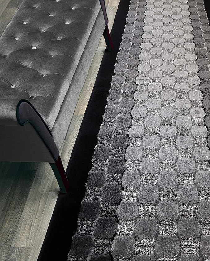 Custom Length Hallway Runner Rug,Slip Resistant,Checkered Black, 26 Inch X 22 feet, Sold and Priced Per Foot