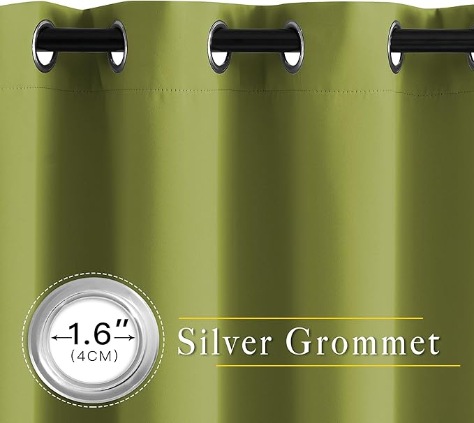 NICETOWN Room Darkening Curtains for Doorway 78 inches Long, Grommet Privacy Door Curtains Room Darkening Thermal Drapes for Bedroom/Christmas Day, Fresh Green, 2 Panels, W52 x L78