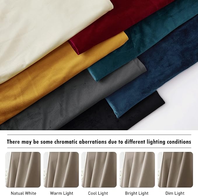 RYB Home Farmhouse Curtains Elegant Velvet, Room Darkening Privacy Shades as Window Treatment Thermal Curtains for Dining Living Room Bedroom, Camel Beige, W52 x L96 inches, Set of 2