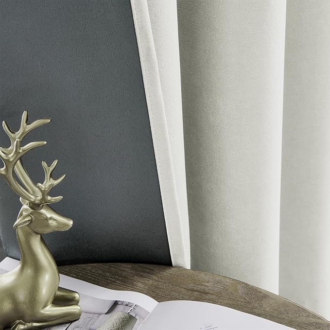 Joydeco Vanilla Grey Velvet Curtains 108 Inches 2 Panels,Luxury Thermal Insulated Soft Curtains for Bedroom & Living Room, Room Darkening Velvet Drapes, Rod Pocket (52W x 108L)