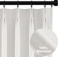 Topfinel Extra Long Total Blackout Linen Curtains 108 Inches Long for Living Room Large Window with Hooks Rings, Pinch Pleated Cold Blocking Acoustic Heavy Ivory Track Curtains 2 Panels 9 FT