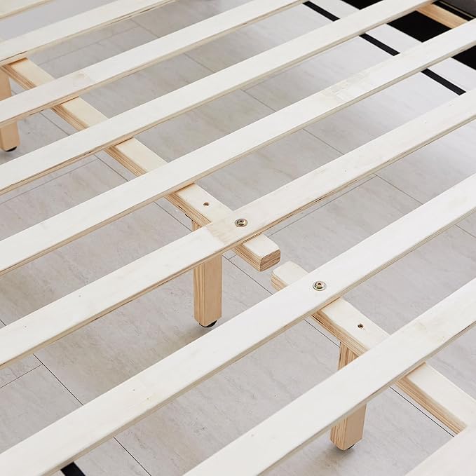 Livinia Sunset Queen Size Wingback Platform Bed, Fabric Upholstered Queen Bed Frame with Vertical Channel Tufted Headboard Footboard, Strong Wood Slats, No Box Spring Needed, Gray (Queen)