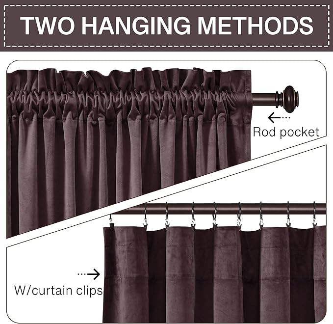 StangH Luxury Purple Curtains 90 Inches - Super Soft Insulated Velvet Drapes with Rod Pocket for Living Room,Sunlight Blocking Privacy Window Treatments, W52 x L90, 2 Panels
