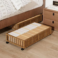 Bamboo Under Bed Storage with Wheels,Rolling Underbed Shoe Organizer Box for Shoes,Blankets,Toys,Clothes Container Space-Saving Bins for Bedroom,Closet,Dorm,Nursery