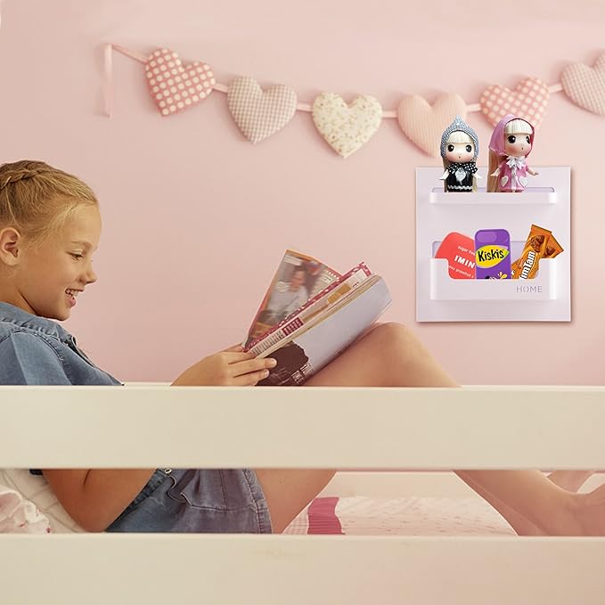 EHKIT Bedside Shelf Accessories Organizer- Wall Mount Self Stick On,Ideal for Glasses,Remote,Earphone, Cell Phone Charger,Manicure Kit