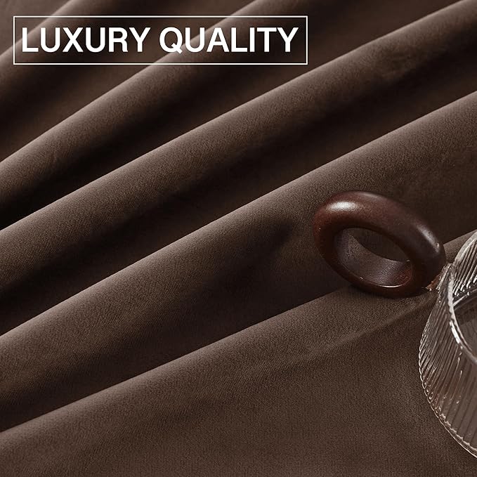 StangH Reddish Brown Curtains 90 Inch, Luxury Soft Velvet Thermal Insulated Privacy Noise Reducing Window Drapes Thick Curtains for Living Room Sliding Door, W52 x L90, 2 Panels