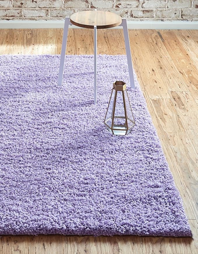 Unique Loom Solid Shag Collection Area Rug (4' 1" x 6' 1" Rectangle, Lilac)