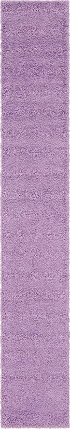 Unique Loom Solid Shag Collection Area Rug (2' 6" x 16' 5" Runner, Lilac)