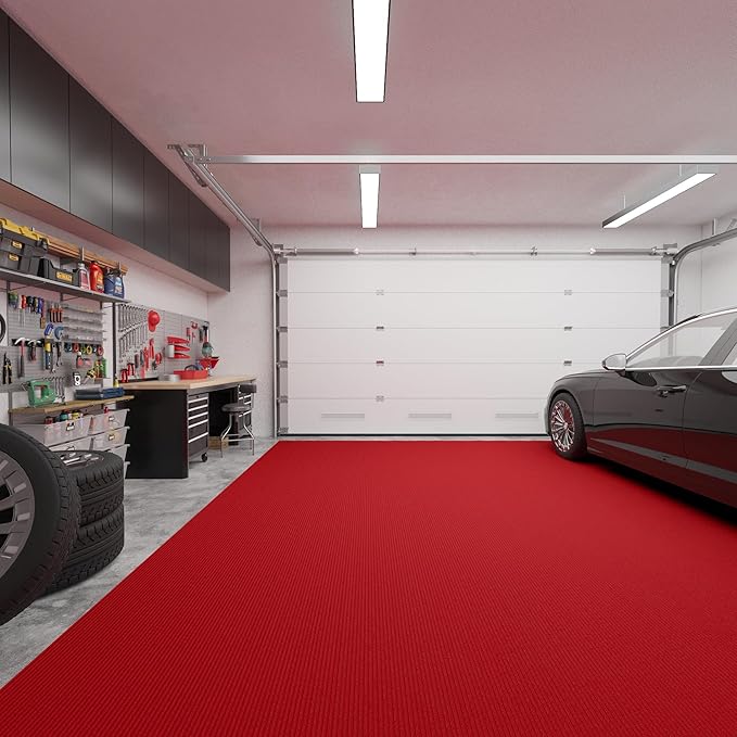 Ottomanson 6'6" x 17' Hallway Runner with Scraper Pile Extra Durable Non-Slip Rug Mat for Indoor & Outdoor Use - Ideal for Kitchen, Entryway, Patio & Garage - High-Traffic Carpet, Red