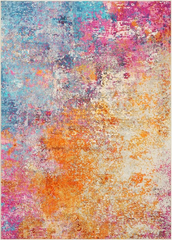 Lahome Modern Abstract Washable 5x7 Area Rugs for Living Room, Colorful Soft Bedroom Rug Low Pile Non Slip,Stain Resistance Dining Room Carpet for Nursery Office Entrance Home Office Decor