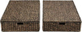 happimess BSK2015B-SET2 Holden 30" Classic Costal Hand-Woven Hyacinth Wicker Under Bed Storage Basket with for Storage and Decoration in Bathroom, Bedroom, Closet, Entryway, Brown (Set of 2)