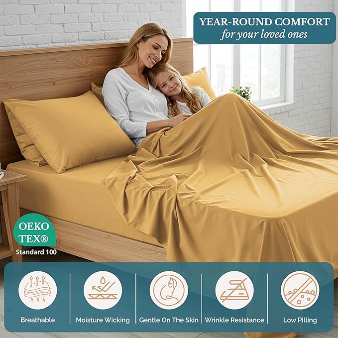 Casa Platino Twin Bedding Set, Ultra Soft & Cozy Bedding, Pre-Washed Twin Sheets, Brushed Microfiber Sheets, Fade Resistant, Includes Flat Sheet, Fitted Sheet and 1 Pillowcase – Cocoon