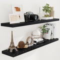 Fun Memories 55 Inch Floating Shelves for Wall Set of 2, 55x9.3 Large Floating Shelf for Bedroom, Kitchen, Bathroom, Wall Mounted Rustic Wood Shelves with Invisible Bracket for Books, Decor, Black
