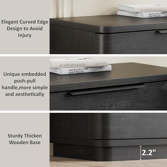 5 Drawer Dresser for Bedroom, 45" Tall Modern Chest of Drawers with Metal Handle, Curved Profile Design, Wooden Closet with Large Drawers Dressers Organizer for Entryway Hallway