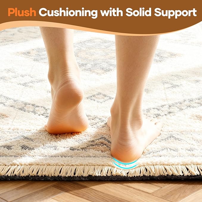 Veken 6 Ft Round Non Slip Cushioned Rug Pad Gripper, Felt and Silicone Backing, 1/4 inch Thick Carpet Liner for Hardwood Floors and Finishes, Under Area Rugs Anti Skid Mat, Keep Rugs Safe and in Place