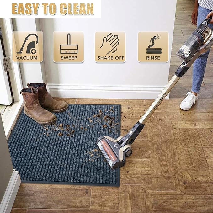 Front Door Mat,4'x5'Indoor Outdoor Door Mat,Heavy Duty Durable Welcome,Commercial Floor Mats Inside Outside Entrance, Waterproof All-Season, All-Weather Non Slip Backing Doormat for Entryway,Dark Gray