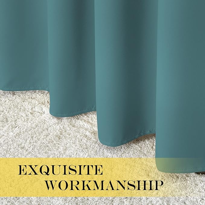 NICETOWN Sliding Door Window Treatment Blackout Patio Door Curtain Panels, Privacy Thermal Drapes for Bedroom Living Room Department with Grommet Top (Sea Teal, W66 x L110)