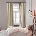 3-in-1 100% Blackout Curtains 90 Inches Long, Thermal Insulation, Soundproof Back Tab Drapes for Bedroom Living Room Sliding Glass Door, with Pin Hooks, Beige 50x90Inch 1 Panel