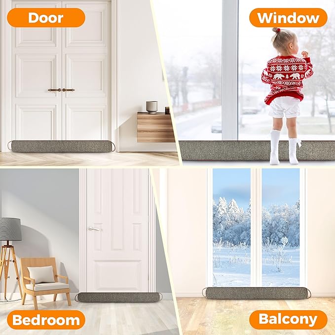 TORRAMI Under Door Draft Stoppers 38 Inch, Heavy Triangle Stop Draft Block Cold Air/Wind/Breeze Noise Blocker Door Sweeps Weather Stripping Bottom Seal Brown
