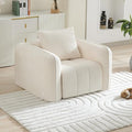 Oversized Boneless Corduroy Accent Chair, Comfy Deep Seat Armchair for Bedroom, Modern Upholstered Living Room Sofa Chair with Pillow, No Assembly, White