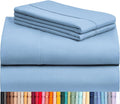 LuxClub 4 PC Queen Sheet Set, Deep Pockets Wrinkle Free Cooling Bed Sheets Hotel Bedding for Women, Men, Includes 1 Fitted Sheet, 1 Flat Sheet and 2 Pillowcases-Silky Soft Sky
