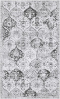 Lahome Moroccan Trellis Washable Small Area Rug, 3x5 Area Rug for Bedroom Living Room, Non-Slip Oriental Accent Throw Carpet for Kitchen Office Entryway Bathroom Office, Silver/Grey