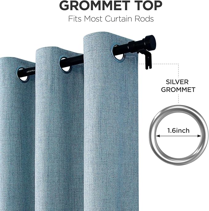 Joydeco Blackout Curtains 84 Inches Long 2 Panels Burg, Room Darkening Curtains for Bedroom, 100% Black Out Textured Thermal Drapes Privacy Protection 2 Panels Set(W52 x L84 Inch, Sky Blue)