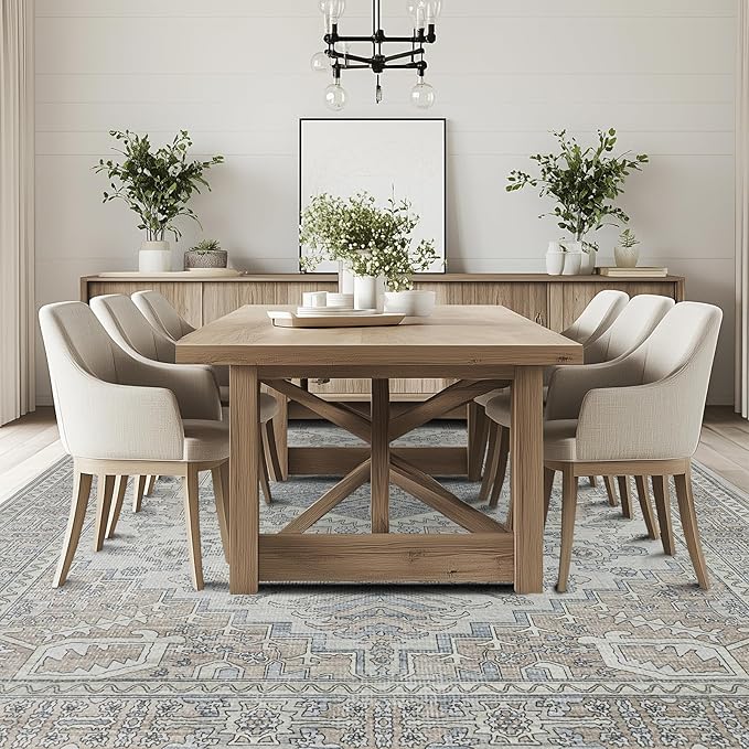 Machine Washable Rugs 5x7 Area Rugs for Living Room,Ultra Soft Low Pile Retro Rugs for Bedroom,Dining Room,Large Non Slip Carpet Vintage Distressed Accent Rug for Farmhouse Office Home Decor