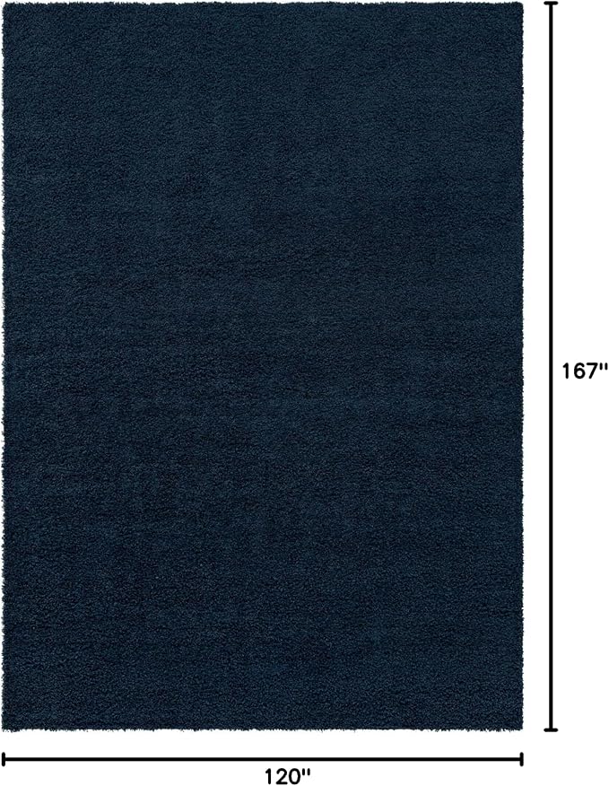 Unique Loom Solid Shag Collection Area Rug (10' x 13' 11" Rectangle, Sapphire Blue/ Navy Blue)