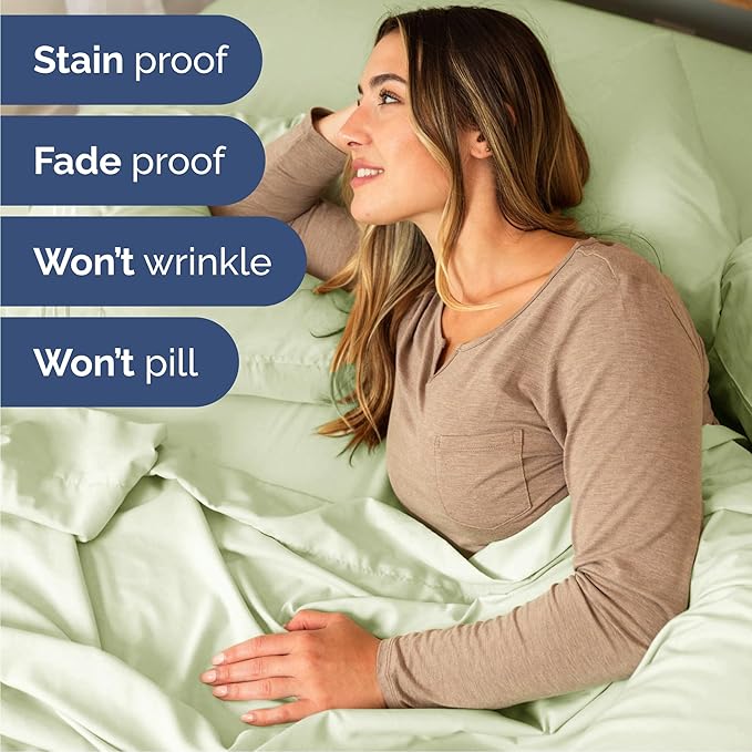 Cal King 6 Piece Sheet Set - Cooling & Breathable - Hotel Luxury Bedding, Includes Fitted Sheet for Women, Men, Kids and Teens - 1 Flat, 1 Fitted Sheet, 4 Pillowcases with Deep Pockets - Light Sage