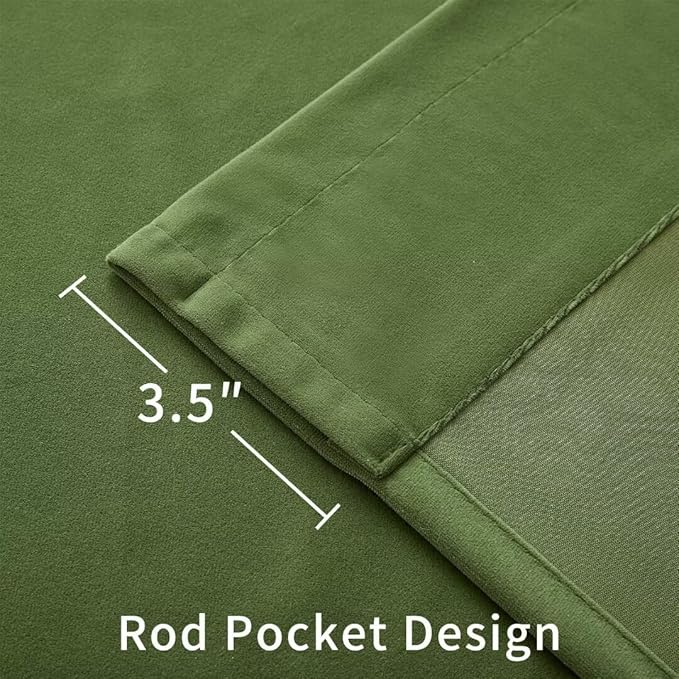 Joydeco Green Velvet Curtains 72 inch 2 Panel, Room Darkening Super Soft Velvet Drapes for Bedroom Living Room Thermal Insulated Window Drapes, Luxury Blackout Rod Pocket Curtains,W52 x L72 inch