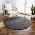 Ophanie Round Rug 2Ft Grey Circle Area Rug, Fluffy Fuzzy Bedroom Carpet, Plush Soft Shaggy Indoor Floor Gray Living Room Rugs for Kids Home Decor Aesthetic, Nursery